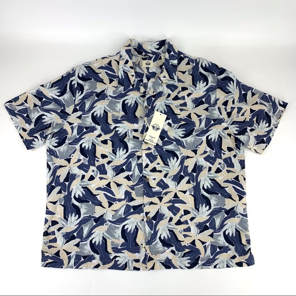 Dockers NWT Floral Patterned Short Sleeve Button Front Cotten & Linen Shirt, XL - Picture 2 of 14